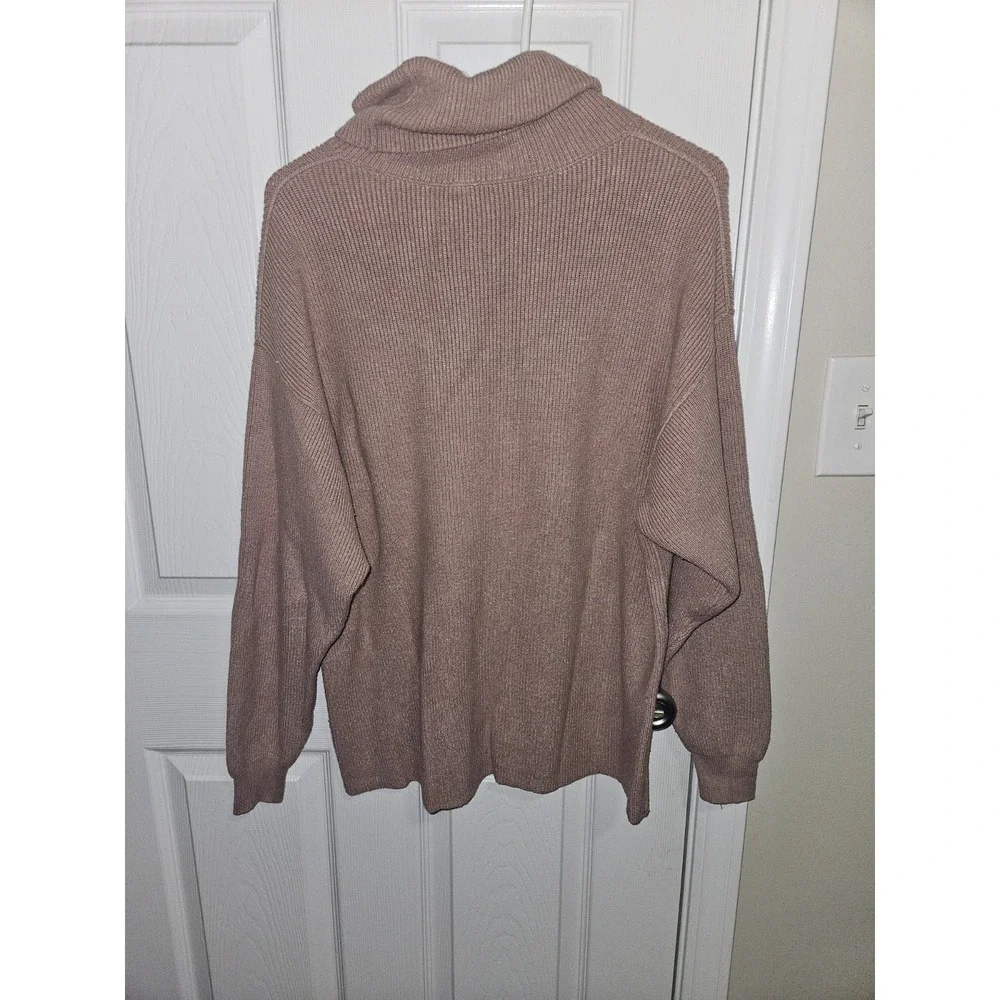 FREE PEOPLE Ottoman Slouchy‎ Tunic Ribbed Knit Mock Neck Sweater Nutmeg Sz XS